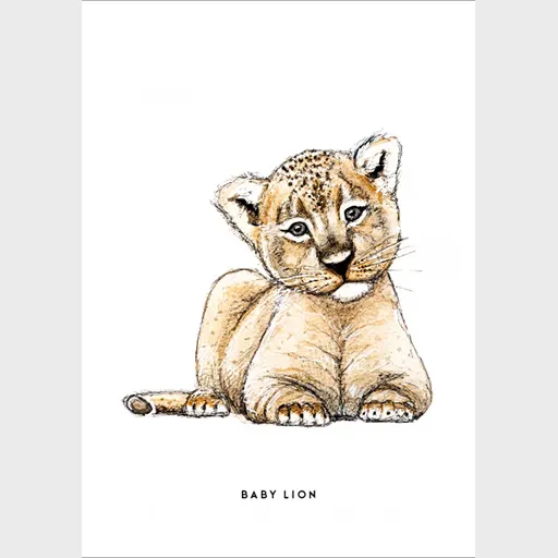 Postkaart Baby leeuw